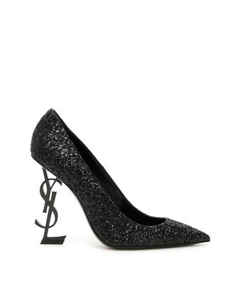 ysl heels black glitter|how much do ysl heels cost.